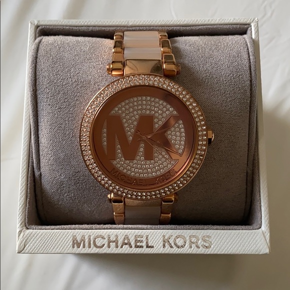 Logo Rose Gold-Tone and Acetate Watch